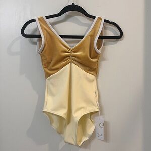 Classin Dancewear Leotard Tank Velvet Gold Yellow Size Petite NWT